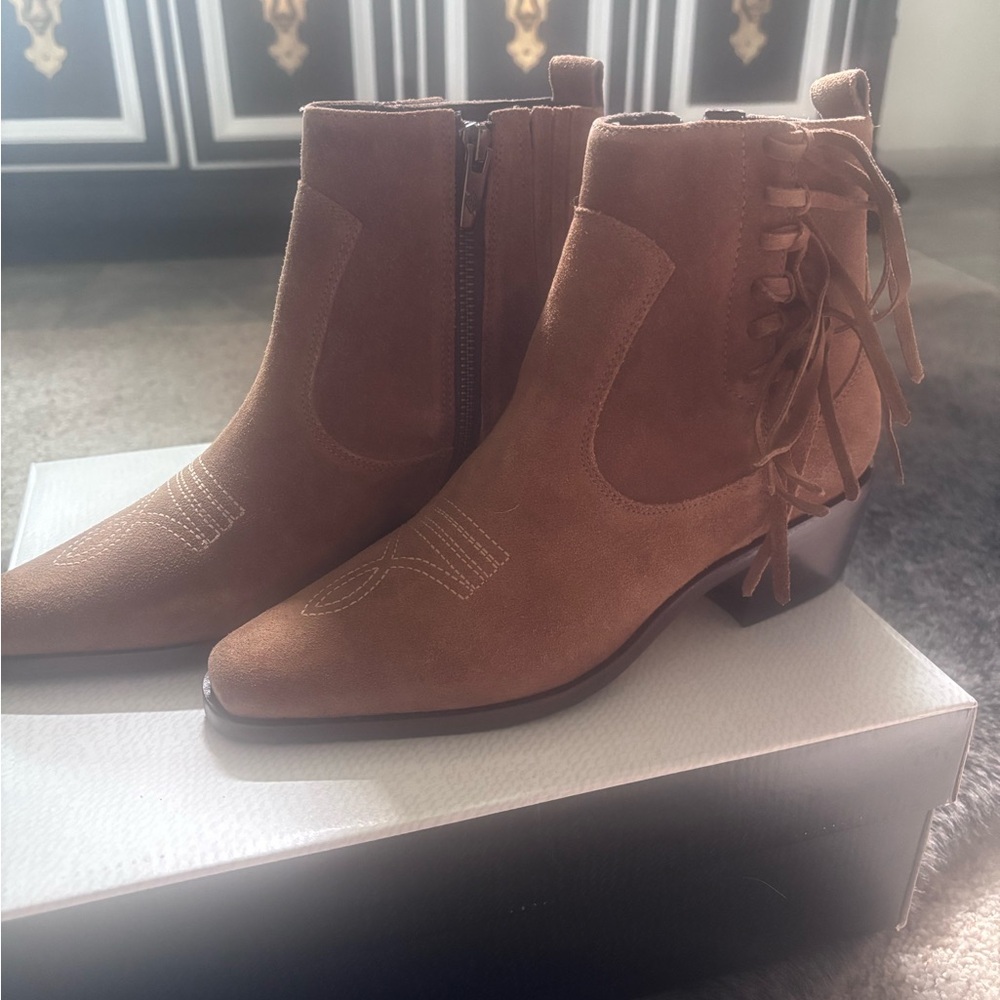 Donald J. Pliner Tan Suede Ankle Boots